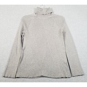 Motive Turtleneck Sweater Women L Large Gray Ribbed Knit Long Sleeve Cozy Jumper